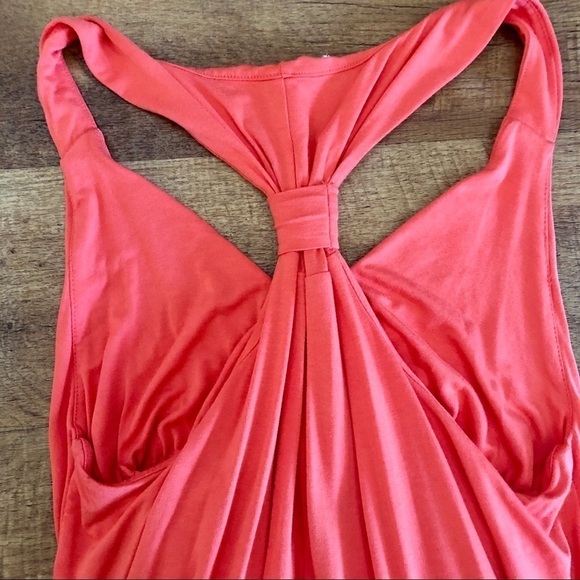 Tangerine, racerback long dress. The top is lined but not padded.  Size 8. - Picture 8 of 12